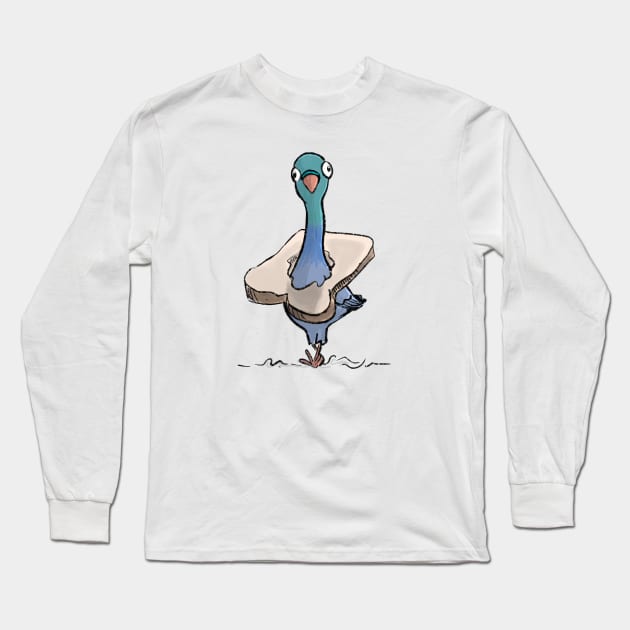 Pigeon with Bread Necklace Long Sleeve T-Shirt by Jason's Doodles